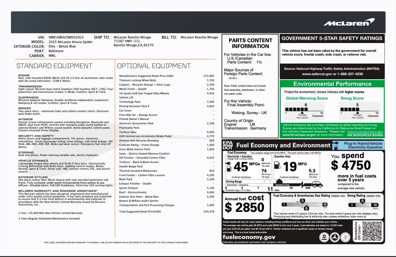 2025 McLaren Artura Spider