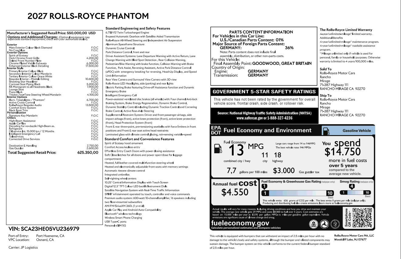 2027 Rolls-Royce Phantom 