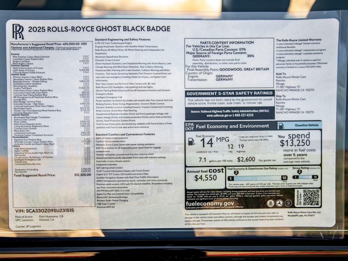 2025 Rolls-Royce Black Badge Ghost