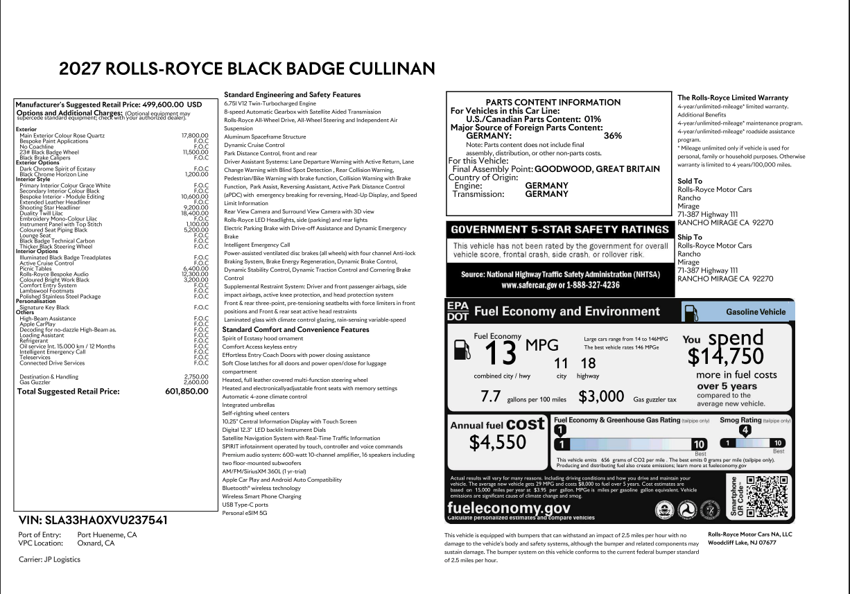 2027 Rolls-Royce Black Badge Cullinan