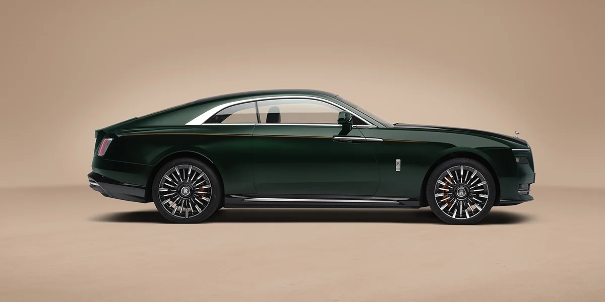 2027 Rolls-Royce Spectre Series II fastback side profile with electric grand touring proportions